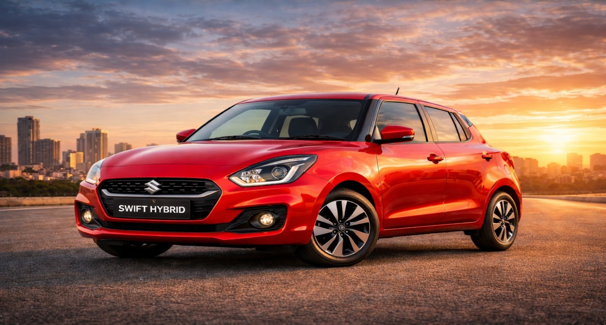 New Maruti Swift Hybrid side view design on Indian road