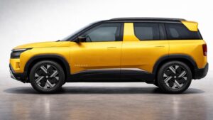 टाटा सिएरा EV लॉन्च इंडिया कीमत फीचर्स और रेंज के साथ साइड व्यू इलेक्ट्रिक SUV