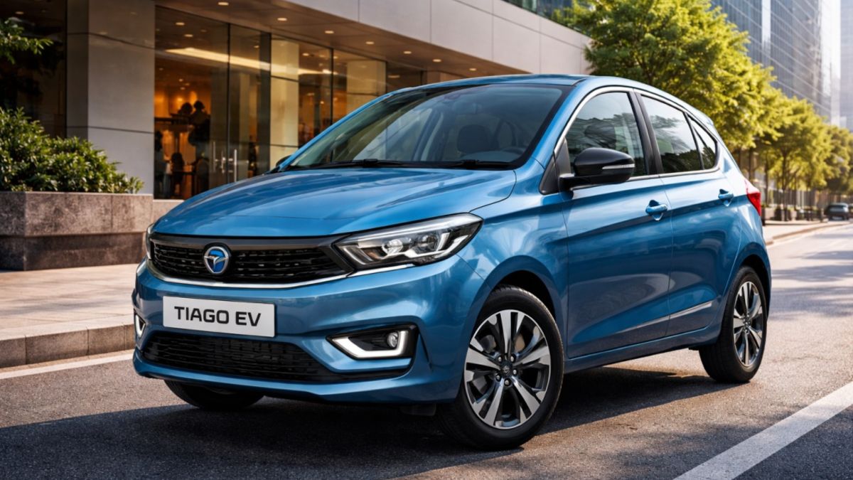 Tata Tiago EV 2026 नई कीमत और रेंज के साथ फ्रंट व्यू