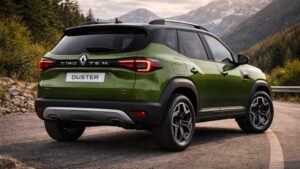रेनो डस्टर 2026 रियर व्यू डिजाइन नई एसयूवी बैक लुक