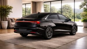 Hyundai Verna Facelift 2026 का रियर डिजाइन और कनेक्टेड टेललाइट लुक