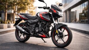 2026 बजाज पल्सर 180 का फ्रंट थ्री क्वार्टर व्यू