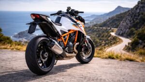 2026 KTM 1390 Super Duke RR का रियर व्यू जिसमें स्पोर्टी डिजाइन और प्रीमियम लुक