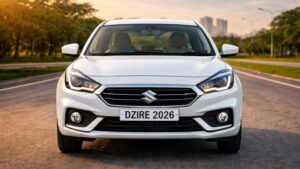 मारुति डिज़ायर 2026 का सामने का डिजाइन हेडलाइट और लुक