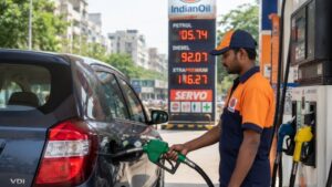 Petrol saving tips के साथ fuel station पर कार में fuel भरवाते हुए