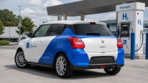 नई Maruti Swift Hydrogen Car का रियर व्यू