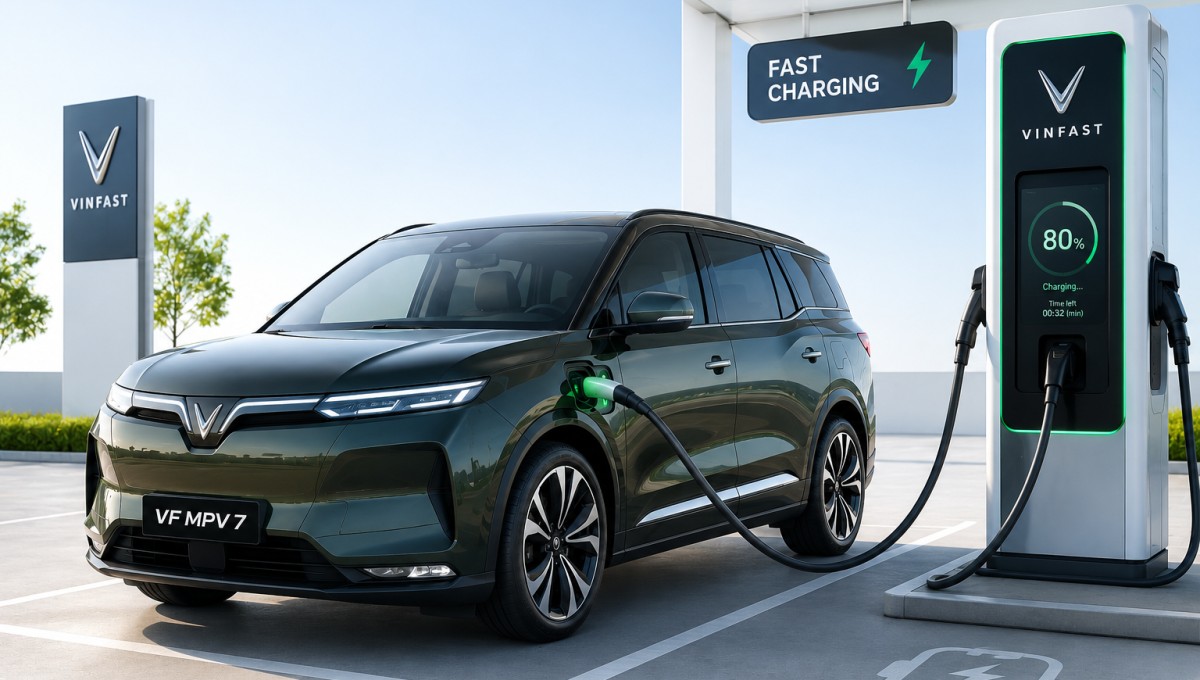 VinFast VF MPV 7 Charging Time Explained के साथ fast charging electric MPV