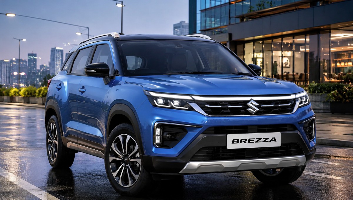 2026 Maruti Brezza Facelift concept SUV with bold front design and premium styling